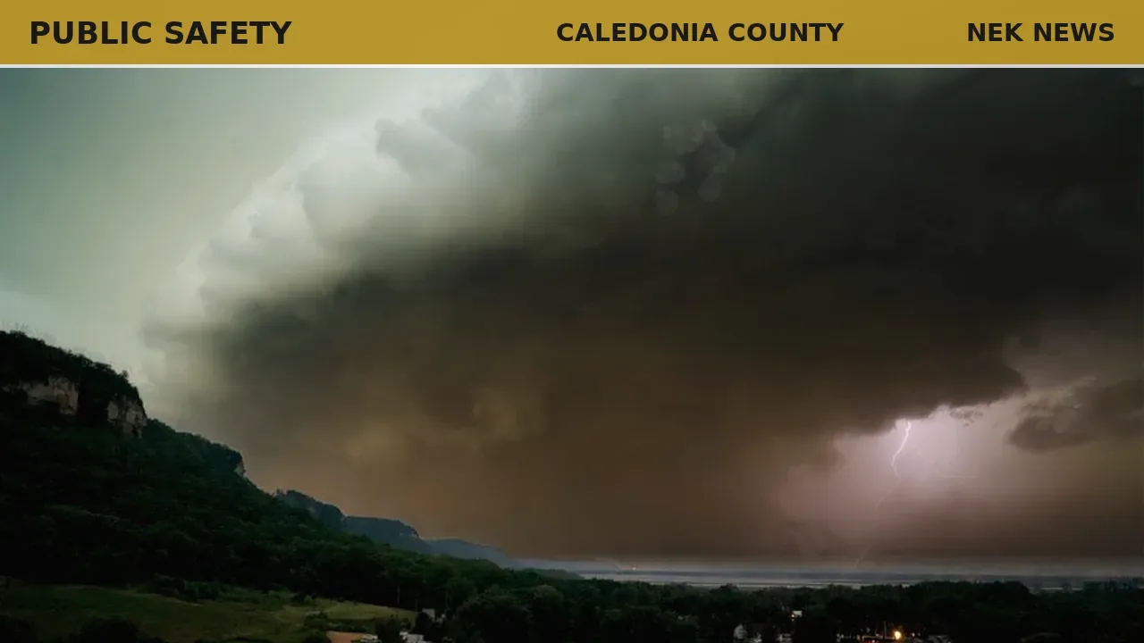 Severe thunderstorm warning for Caledonia and surrounding counties