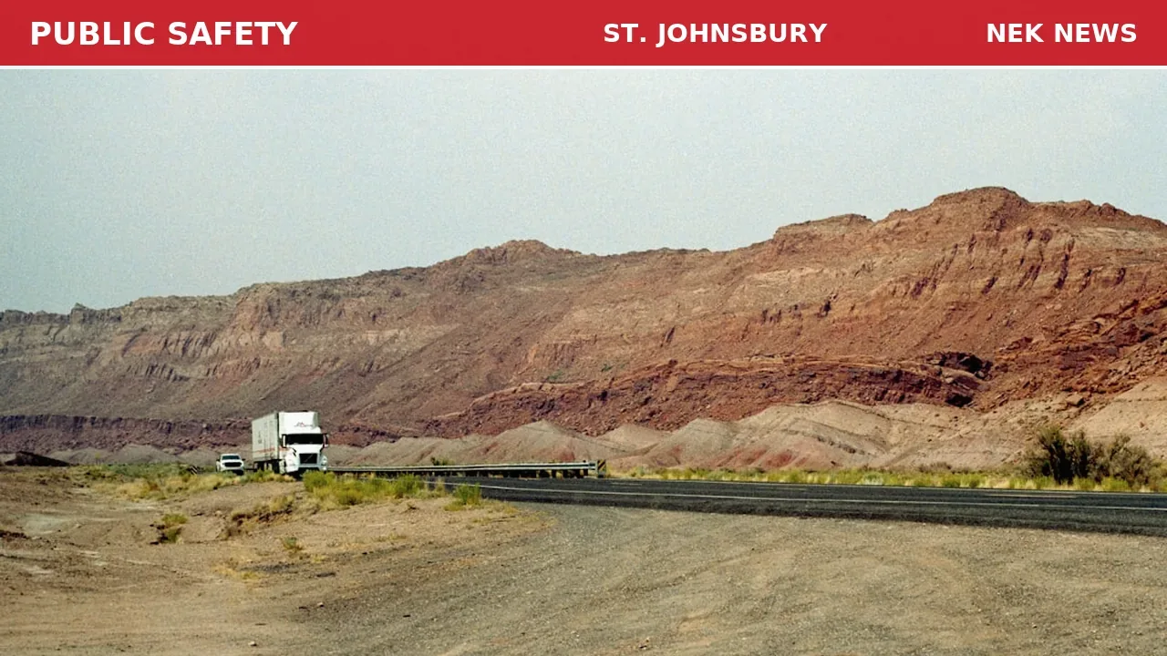 Truck Goes Off Road in St. Johnsbury