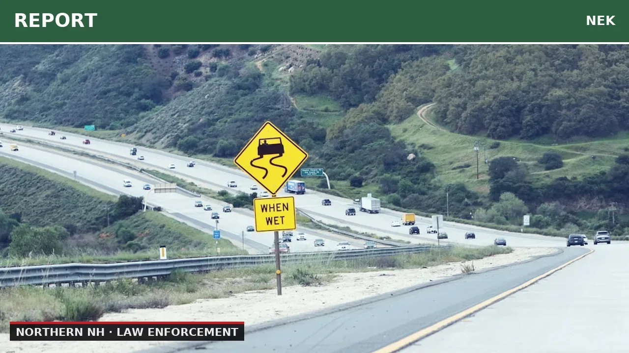 Traffic hazard blocks lanes at intersection