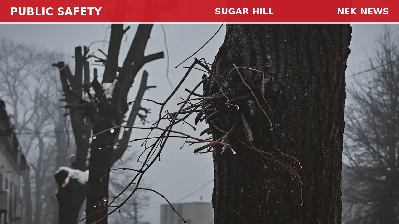 Tree Down on Wires Blocks Center District Road in Sugar Hill