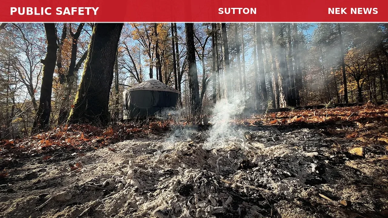 Wood Pile Fire Spreads to Tree Line on U.S. Route 5 in Sutton