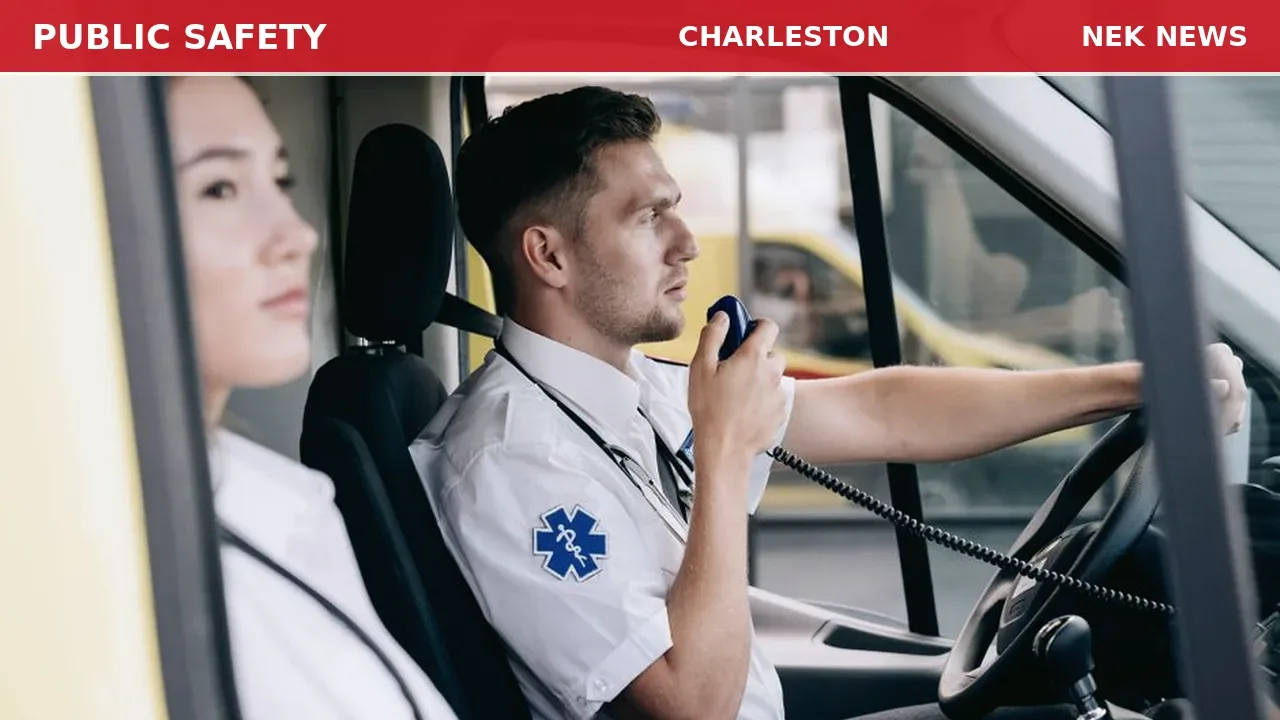 29-year-old female with chest pain on Route 105 in Charleston